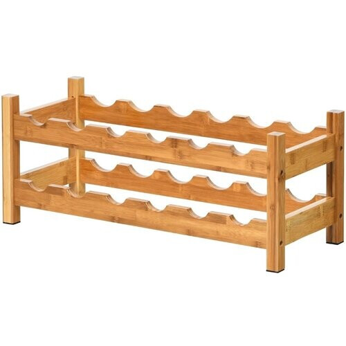 Tweedekans Coast Dubbele wijnrek 12-flessen - Natuurlijk bamboe