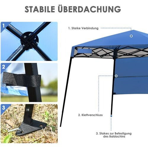 Tweedekans Coast Gazebo Tuintent met Tas Draagbare Partytent 181x181x210cm Blauw