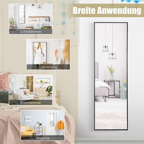 Tweedekans Coast hangende spiegel vol lichaamsniveau met frame 120 x 37 x 2 cm zwart