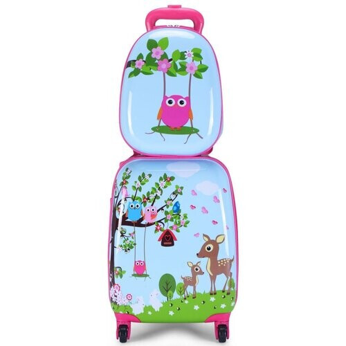 Tweedekans Coast Kinderkofferset 2-delig Kindertrolley + Rugzak Blauw/Roze
