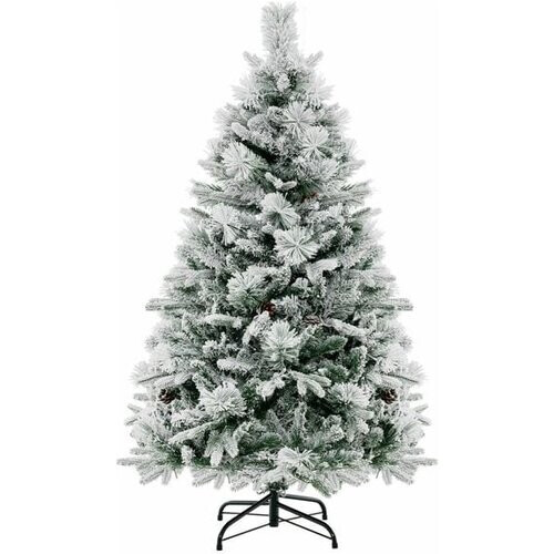 Tweedekans Coast Kunstkerstboom 136 cm – Besneeuwd met Kegels – 160 LED Verlichting – 472 Takken – Groen/Wit