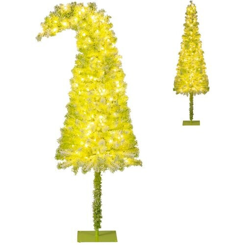 Tweedekans Coast – Kunstkerstboom Met Verlichting En Sneeuw – 50 x 180 cm – Voorzien Van Buigbare Top En 120 Warmwitte LED-Lampen En 8 Lichtmodi – Voor Kerstmis En Winterthema – Groen Sneeuw PVC En Metaal
