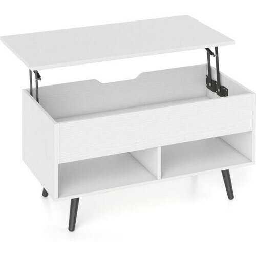 Tweedekans Coast Lift Top Salontafel Wit – 120 x 60 x 45 cm – Met Opbergruimte en Open Planken