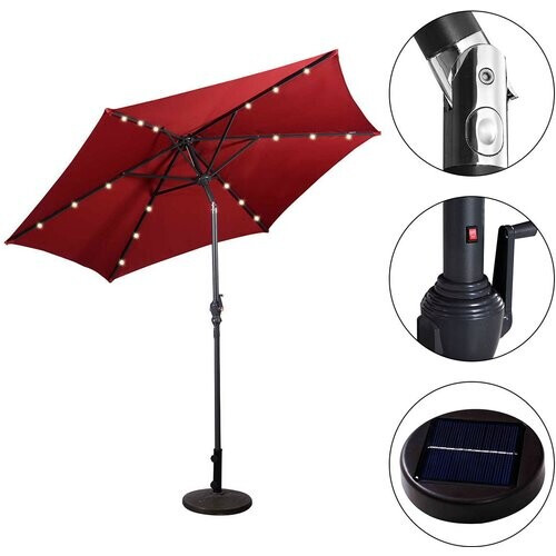Tweedekans Coast Parasol met LED Verlichting Tuinparasol - 2,7m - Rood