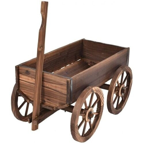 Tweedekans Coast Plantenbak kar - Bloemenkar op Wielen - 120 x 43 x 53,5 cm - Bruin