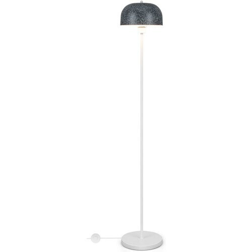 Tweedekans Coast Vloerlamp 146 cm Grijs-Wit met Kap en Voetschakelaar – Moderne Staande Lamp met Verzwaarde Voet en E27 Fitting