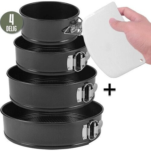 Tweedekans COOCK 4-delig Ronde Springvorm Set - Bakblik Rond - Taartvorm - Bakvorm met Anti Aanbaklaag - Maten 12 tot 28cm - Incl Deegschraper