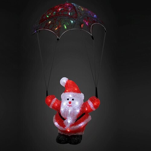 Tweedekans Deuba Kerstfiguur Kerstman Parachute - LED Acryl 31cm –Wit Licht
