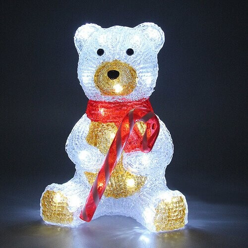 Tweedekans Deuba Kerstfiguur Teddy - LED Acryl 25cm Binnen Buiten – Wit Licht