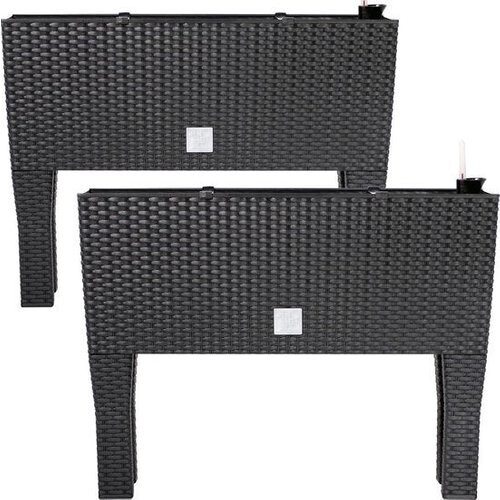 Tweedekans Deuba Plantenbak 2 Stuks - Polyrattan 30 Liter - 60x25x46cm Antraciet