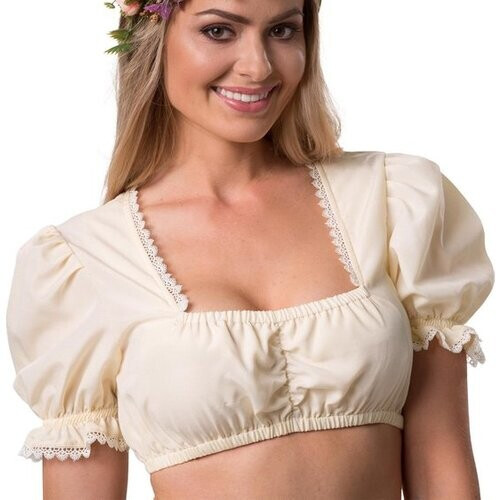 Tweedekans Dressforfun Dirndlblouse Anni XL - verkleedkleding kostuum halloween verkleden feestkleding carnavalskleding carnaval feestkledij partykleding - 303048