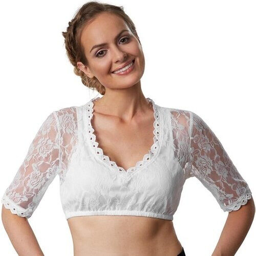 Tweedekans Dressforfun Dirndlblouse Heidi XXL - verkleedkleding kostuum halloween verkleden feestkleding carnavalskleding carnaval feestkledij partykleding - 303079