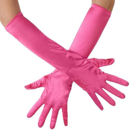 Tweedekans dressforfun - Lange satijnen handschoenen pink - verkleedkleding kostuum halloween verkleden feestkleding carnavalskleding carnaval feestkledij partykleding - 303654