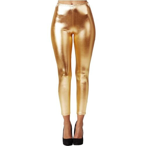Tweedekans Dressforfun Metallic legging goud M - verkleedkleding kostuum halloween verkleden feestkleding carnavalskleding carnaval feestkledij partykleding - 303593