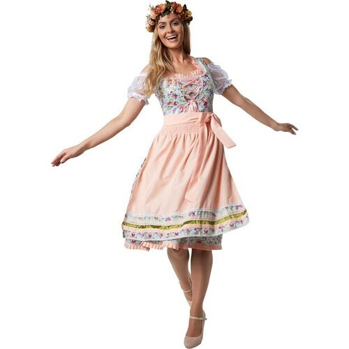 Tweedekans Dressforfun Midi-Dirndl Erding model 2 L - verkleedkleding kostuum halloween verkleden feestkleding carnavalskleding carnaval feestkledij partykleding - 304637