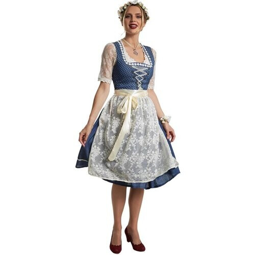 Tweedekans Dressforfun Midi-Dirndl Kleinwalsertal model 2 L - verkleedkleding kostuum halloween verkleden feestkleding carnavalskleding carnaval feestkledij partykleding - 304642