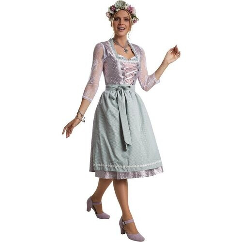 Tweedekans Dressforfun Midi-Dirndl Oberammergau model 2 XL - verkleedkleding kostuum halloween verkleden feestkleding carnavalskleding carnaval feestkledij partykleding - 304628