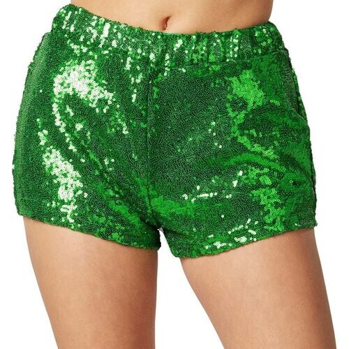 Tweedekans Dressforfun Pailletten-short groen L - verkleedkleding kostuum halloween verkleden feestkleding carnavalskleding carnaval feestkledij partykleding - 303903