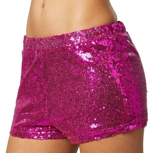 Tweedekans Dressforfun Pailletten-short pink M - verkleedkleding kostuum halloween verkleden feestkleding carnavalskleding carnaval feestkledij partykleding - 303917