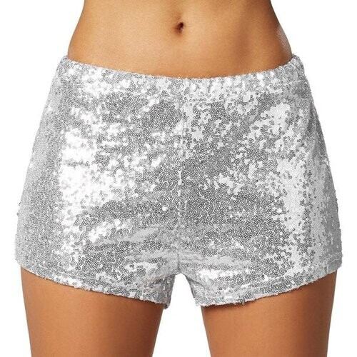 Tweedekans Dressforfun Pailletten-short zilver S - verkleedkleding kostuum halloween verkleden feestkleding carnavalskleding carnaval feestkledij partykleding - 303891