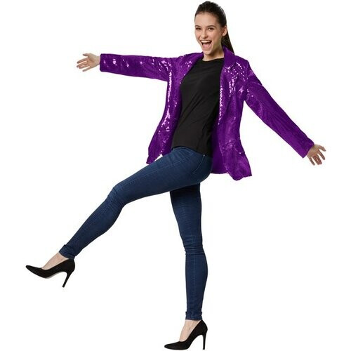 Tweedekans Dressforfun Paillettenjas dames lila M - verkleedkleding kostuum halloween verkleden feestkleding carnavalskleding carnaval feestkledij partykleding - 303882