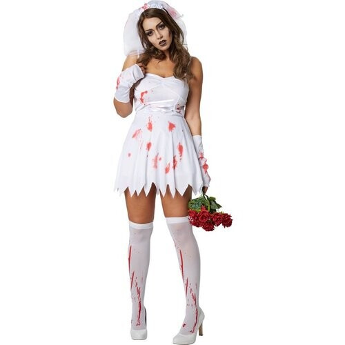 Tweedekans Dressforfun Sexy griezelbruid L - verkleedkleding kostuum halloween verkleden feestkleding carnavalskleding carnaval feestkledij partykleding - 302247