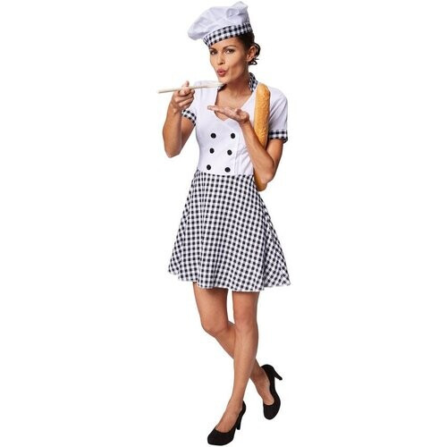 Tweedekans Dressforfun Vrouwenkostuum chef-kokkin L - verkleedkleding kostuum halloween verkleden feestkleding carnavalskleding carnaval feestkledij partykleding - 301510
