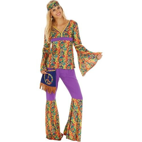 Tweedekans Dressforfun Vrouwenkostuum Hippie M - verkleedkleding kostuum halloween verkleden feestkleding carnavalskleding carnaval feestkledij partykleding - 300943