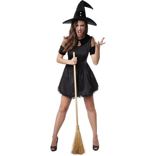 Tweedekans Dressforfun Zwarte heks Tarantella S - verkleedkleding kostuum halloween verkleden feestkleding carnavalskleding carnaval feestkledij partykleding - 302422