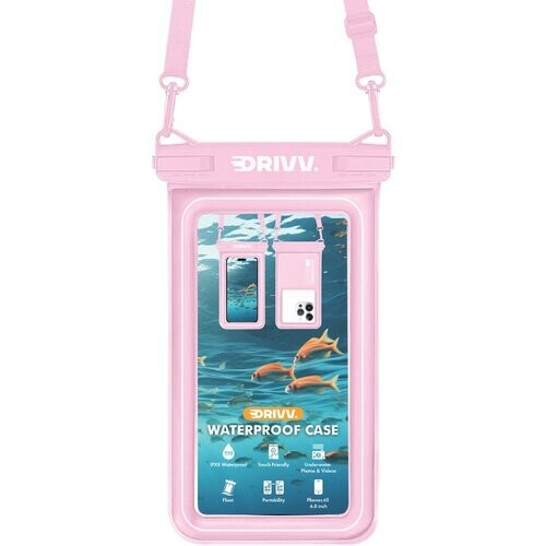 Tweedekans Drivv. Luxe Waterdicht Telefoonhoesje – Drijvend - Dubbele Klipsluiting - Tot 6.8 inch – Onderwater Hoesje telefoon - Roze