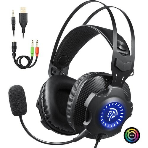 Tweedekans EasySMX VIP-003S Over-ear Stereo gaming headset met microfoon en RGB LED verlichting, zwart