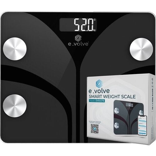 Tweedekans e.volve Weegschaal Personenweegschaal Digitaal - 20x - Zwart - Slimme Weegschaal met Lichaamsanalyse - Precisie Weegschaal - Incl. App