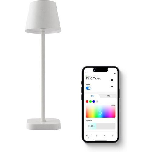 Tweedekans FlinQ Smart Tafellamp Lume - Oplaadbaar en met Touch Bediening - Voor Slaapkamer en Woonkamer - Draadloze Lamp ook als Schemerlamp - Dimbaar en Ideaal voor Nachtkastje - Industrieel - Wit