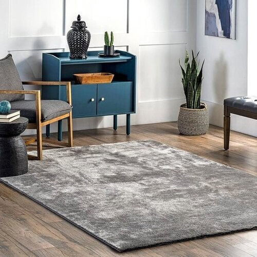 Tweedekans Flycarpets Solid Hoogpolig & Wasbaar Effen Vloerkleed - Grijs - Woonkamer Tapijt - 160x230 cm