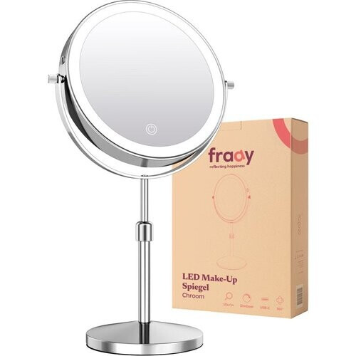 Tweedekans Fraay® Make Up Spiegel met LED Verlichting - 10x Vergroting - Vergrootspiegel met Licht - Oplaadbaar - Scheerspiegel - Badkamerspiegel - Chroom