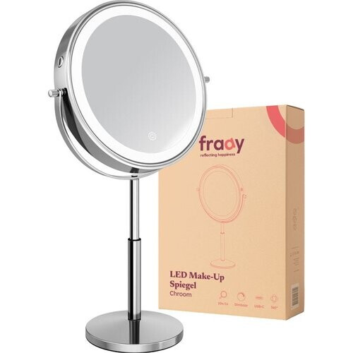 Tweedekans Fraay® XL Make Up Spiegel met LED Verlichting - 10x Vergroting - Vergrootspiegel met Licht - Oplaadbaar - Scheerspiegel - Badkamerspiegel - Chroom