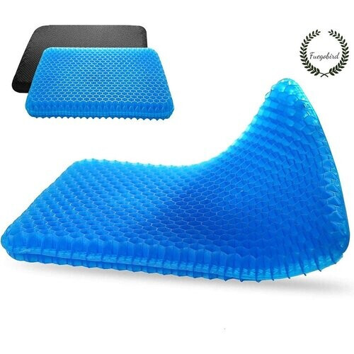 Tweedekans Fuegobird Gelkussen - Ergonomisch kussen - Zitkussen orthopedisch - Dubbellaagse honingraatstructuur - Met Kussenhoes - Blauw