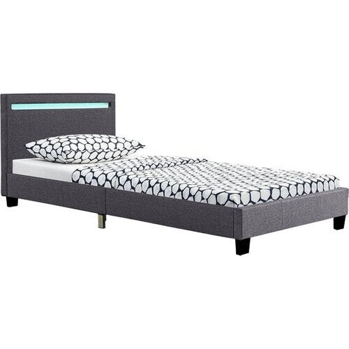 Tweedekans Gestoffeerd Bed Verona - 90 x 200 cm - Grijs - LED Verlichting