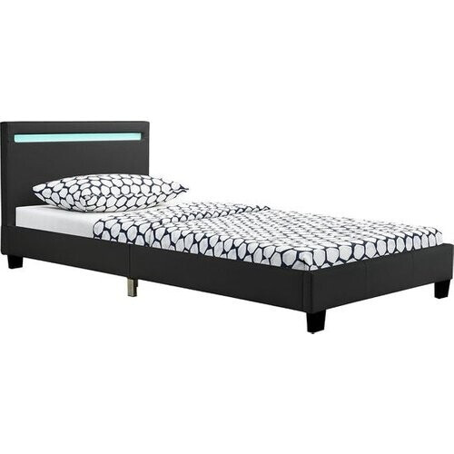 Tweedekans Gestoffeerd Bed Verona - 90 x 200 cm - Zwart - LED Verlichting
