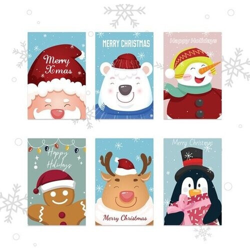 Tweedekans Giftmas Kerstkaarten - Wenskaarten - 36 Stuks - Met Enveloppen en Stickers - 10x15cm