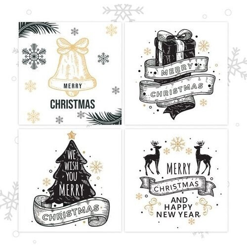 Tweedekans Giftmas Kerstkaarten - Wenskaarten - 52 Stuks - Met Enveloppen en Stickers - 10x10cm