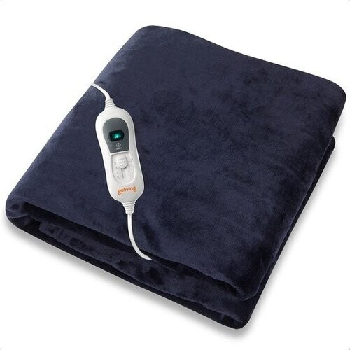 Tweedekans Goliving Elektrische Fleece Plaid - Warmtedeken - Verwarmende Fleecedeken - Elektrische Deken - 3 Warmtestanden - Machinewasbaar - 120 Watt - 2.5 Meter Snoer - Sherpa Flanel - 160 x 120 cm - Blauw