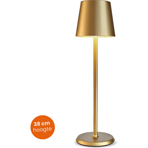 Tweedekans Goliving Tafellamp Oplaadbaar – Draadloos en dimbaar – Moderne touch lamp – Nachtlamp Slaapkamer – 38 cm – Goud