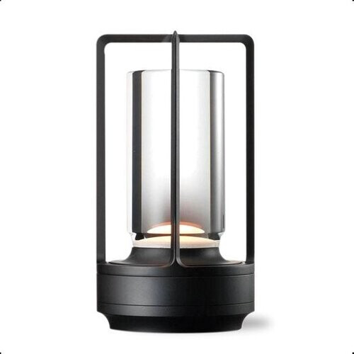 Tweedekans Goliving Tafellamp Oplaadbaar – Lantaarn – Draadloos en dimbaar – Moderne touch lamp – Nachtlamp Slaapkamer – 17.5 cm – Zwart