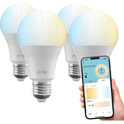 Tweedekans Gologi Slimme E27 Bulb Lamp 4 stuks – Smart WiFi – Smart LED verlichting – Dimbaar – Warm en koud wit licht – CCT – Bediening via mobiele app – Sfeerverlichting – 800 lumen