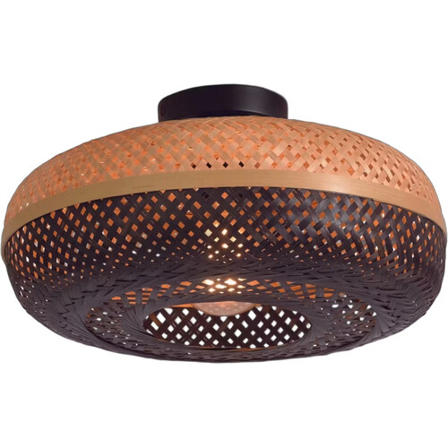 Tweedekans Good&Mojo Palawan plafonnière bamboe zwart – Ø40 x 15 cm