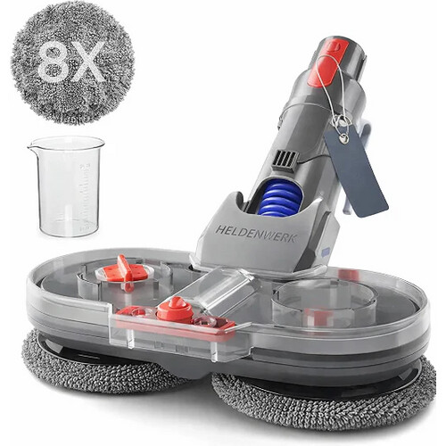 Tweedekans HELDENWERK Dweilopzetstuk voor Dyson V7/V8/V10/V11/V15/Gen5 stofzuiger, Dyson accessoires, dweilopzetstuk, elektrische vloerwisser met watertank, vulreservoir en 8 wasbare mops