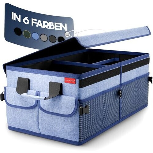 Tweedekans HELDENWERK Premium kofferbak organizer met deksel, stevig & antislip - Opvouwbare kofferbaktas, groot met dubbele bodem - Kofferbakbox, kofferbak organizer box