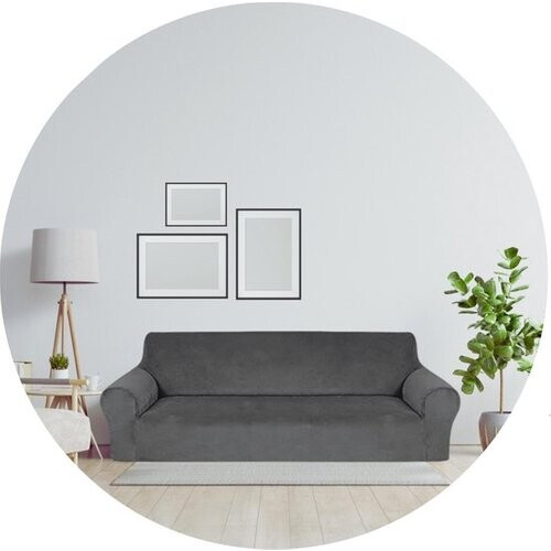Tweedekans Hilvard - Bankhoes 4 zitsbanken - (230 - 275 cm) - Grijs - Velvet - Stretch - Bankbeschermer - Meubelhoes - Tegen beschadigingen en vlekken - Zetelhoes - Zetelovertrek