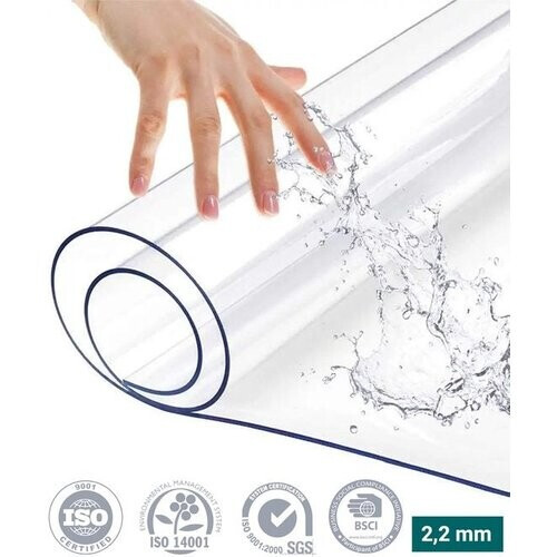 Tweedekans HOMEWELL Tafelbeschermer Transparant Glashelder 80x140cm - Doorzichtig Tafelzeil - Tafelkleed - Anti Slip en Hittebestendig - 2,2 mm